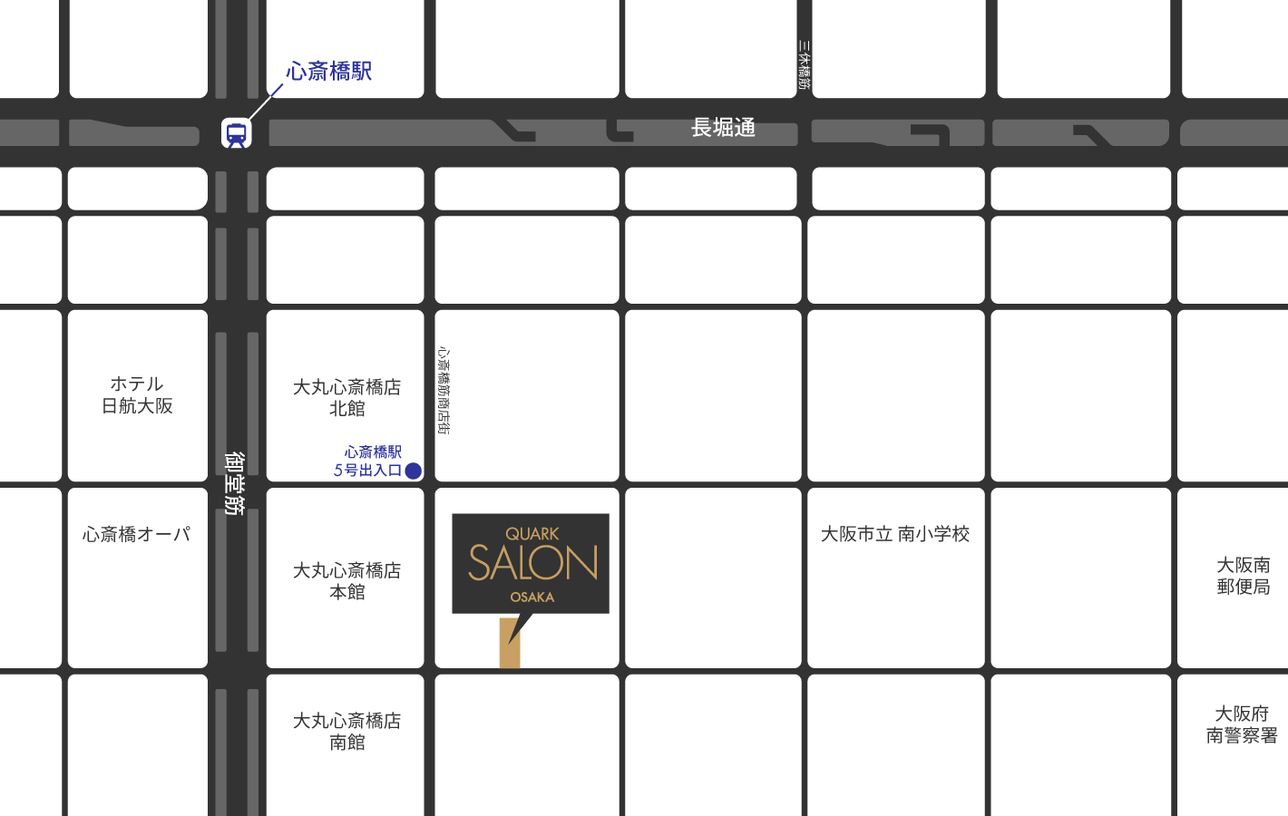 QUARK SALON Osaka map